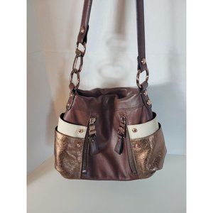 B Makowski Leather Tri-color Crossbody Handbag